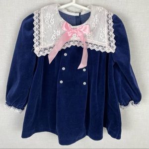 Vintage 1980s Sweet Treats Blue Terry Cloth Nautical Sailor Dress